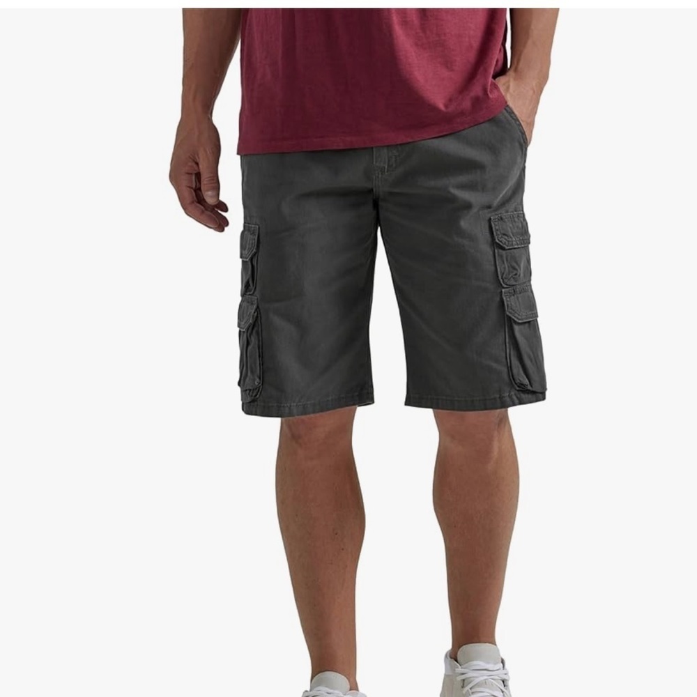 Wrangler Authentics Premium Twill Cargo Shorts Men's 48 Gray 10" Inseam